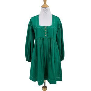 Anthropologie Dress Womens XS Clover Long Sleeve Square Neck Denim Babydoll Mini